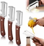 3-1 Multi-functional Vegetable Peeler, 2026 New Ktchen Multi-function Stainless Steel Thickened Fruit Peeler Knife with Wooden Handle,Suitable for Peeling Fruits and Shredding Scallions (3PCS)