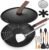 AOSION 13” Carbon Steel Wok, 12 Piece Wok Pan & Stir-Fry Pans Set with Lid & Cookwares, No Chemical Coated Flat Bottom Chinese Wok Pan for Induction, Electric, Gas, Halogen, All Stoves