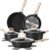 12 Pcs Pots and Pans Set Non Stick, Cookware Sets Black Granite Induction Cookware, Non-toxic Healthy Nonstick Kitchen Cooking Set with Frying Pans Set, Saucepans (PFAS/ PFOA/ PFOS Free)