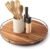 18″ Acacia Wood Lazy Susan Turntable with Metal Frame – Large Brown Lazy Susans Organizer Countertop Storage – Wooden Serving Tray for Charcuterie Cheese Board – Kitchen Counter Rotating