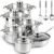 Stainless Steel Cookware Set – 15 Pieces Pots and Pans Nonstick Pot and Pan Set Includes 1 Frying Pans, 5 Pots, 6 Lids and 3 Utensils, with Stay Cooling Handle, Induction & Oven Safe