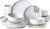 HASENSE Plates and Bowls Sets, 18 Pieces Porcelain Dishes Sets Service for 6, Stoneware Dinnerware Sets with Speckled Pattern, Scratch Resistant Microwave and Dishwasher Safe, Bluish White
