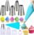 Suuker Large Piping Tips Set, Seamless Stainless Steel Cake Decorating Tips, Pastry Tips and Piping Bags, Frosting Icing Tips for Baking Cupcakes, Cake, Cookie (1M 2D 2F 6B 2A)