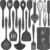 AOTHOD Silicone Cooking Utensils Set – 446°F Heat Resistant Kitchen Utensils,Spatula Sets,Turner Tongs,Spoon,Kitchen Utensil Gadgets Tools Set for Nonstick Cookware,Dishwasher Safe BPA Free (Gray)