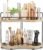 2-Tier Corner Bathroom Counter Organizer with Embedded Screw Holes, Secure & Stable Wood Vanity Shelf for Makeup and Skincare Essentials – Space Saving Bathroom Countertop Storage, ‎‎Light Walnut