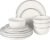 Gibson Home Oslo 12-Piece Porcelain Dinnerware Set – Dinner Plates, Salad Plates & Bowls, Classic White With Black Rim Everyday Dish Set for Home, Kitchen, Microwave & Dishwasher Safe