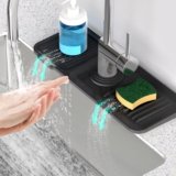 14.6” Faucet Mat for Kitchen Sink [5°Slope Fast Self-draining] Kitchen Sink Splash Guard Silicone Kitchen Sink Faucet Mat Splash Guard for Kitchen Sink Area Tidy Splash Faucet Guard Draining Mat