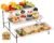Lifewit 3 Tier Serving Tray, 36 x 17 cm/14 x 6.5 White Plastic Tiered Food Serving Platters, Tiered Tray Stand for Party with Black Collapsible Metal Stand, Dessert Display Stand for Cookies/Crackers