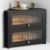Corner Bread Box for Kitchen Countertop, Double Layer Large Breadbox for Counter Top, 2 Tier Wooden Farmhouse Homemade Bread Storage Container Holder Keeper for Cabinet (Black Bamboo Wood)