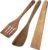 3Pcs Wooden Spatulas, Acacia Wood 12inch Long Handle Flat Frying Turner, Non-Stick Wooden Spoons for Cooking, Kitchen Utensils Set for Flipping, Scraping and Turning