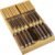 Bamboo Kitchen Drawer Knife Holder, In-drawer Knife Block, Knife Drawer Organizer fit for 16 knives and 1 steel sharpening