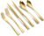 Lemeya 24 Pieces Gold Silverware Set with Steak Knives,Heavy Duty 18/10 Stainless Steel Flatware Set with Forged Stand Knives,Modern Cutlery Utensil Set,Mirror Polished,Dishwasher Safe