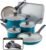 Farberware 20361 Dishwasher Safe Nonstick Cookware Set / Pots and Pans Set – 15 Piece, Blue