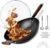 Carbon Steel Wok – 12.99″ Woks & Stir-Fry Pans Nonstick, Wok with Lid, Fast Heat Conduction, Uniform Heat Conduction Flat Bottom Woks, Professional Chef Cookware