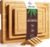 Kikcoin Bamboo Cutting Boards for Kitchen, 3 Piece Wood Cutting Board Set with Stand and Non-slip Feet, Knife Friendly Chopping Board with Juice Grooves, Serving Tray with Built-in Handles