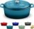 Signature Enameled Cast Iron Oval Dutch Oven | Non-Stick Serving Pot with Tight Fitting Lid for Perfect Roasting, Baking, Sauteing, and Bread Making | 5Q [Ocean Blue]
