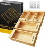 SpaceAid Bag Storage Organizer for Kitchen Drawer, Bamboo Organizer, Compatible with Gallon, Quart, Sandwich and Snack Variety Size Bag (5 Pack Set)