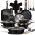 EWFEN 25 Pcs Pots and Pans Set, Nonstick Ceramic Cookware Sets, Healthy Non-Toxic, Large Capacity, Induction Compatible, Cooking Set with Frying Pans & Saucepans, PFAS/PTFE/PFOA Free, Classic Black