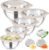 TeamFar Mixing Bowls, Stainless Steel Salad Serving Bowl with Clear Lids & 3 Graters, For Kitchen Cooking Prepping Storing, Size 4.6/2.6/1.5/1/0.7 QT, Nesting & Airtight, Set of 5 & Khaki