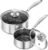 MICHELANGELO Stainless Steel Saucepan Set 1QT & 2QT, Premium Triple Ply Sauce Pan with Lid, Sauce Pot with Honeycomb Interior – 4pcs