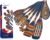 Pakkawood Blue Wooden Kitchen Utensil Set, 7-Piece Cooking Spoons, Non-Stick Colorful Serving Tools with Decorative Pattern