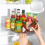 LAMU Lazy Susan Organizer 14.56”x11” for Refrigerator Organizers and Storage Fridge Organization, Turntable Condiment Organizer for Kitchen, Table Top, Cabinet, Pantry, Countertop, 1 Pack