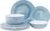 AELS Melamine Dinnerware Set of 12 Pcs, Dinner Dishes Set for Indoor and Outdoor Use, Melamine Plates and Bowls Set for 4, Dishwasher Safe, Lightweight Unbreakable, BPA Free, Blue