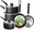 KICHLY 8 Piece Pots and Pans Set, Non Stick Kitchen Cookware Set with 20cm & 28cm Frying Pans and 16cm, 18cm, 20cm Saucepans with Lids, Induction Compatible Pots and Pans Set Non Stick, Black