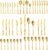 KINGSTONE Gold Hammered Silverware Set, Flatware Set with Serving Utensils, 18/10 Stainless Steel Premium Cutlery with Unique Ripple Handles Design Mirror Polished – Dishwasher Safe (45-Piece)