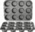 Amazon Basics Nonstick Muffin Pan, Set of 2, Sturdy, Oven Safe, Bakes Evenly, Easy to Clean, 12 Cups, Gray, 13.9×10.55×1.22″